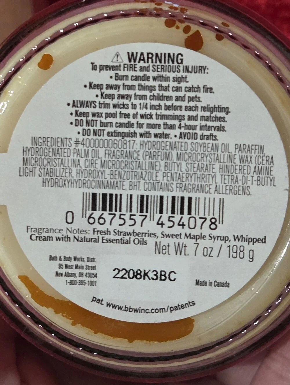 BBW Strawberry Maple Waffles Candle